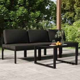 Set muebles de jardín 4 pzas y cojines aluminio gris antracita en Conjuntos de jardín | Comprar online en Foro24
