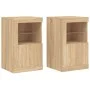Nachttische LED-Leuchten 2 Stück Holzwerkstoff Sonoma Eiche von , Schließfächer und Lagerschränke - Ref: Foro24-836635, Preis...