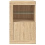 Bedside tables with LED lights 2 units engineered wood Sonoma oak by , Lockers and storage cabinets - Ref: Foro24-836635, Pri...