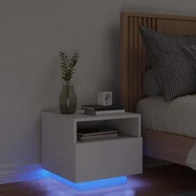 Bedside table with white LED lights 40x39x37 cm by , Nightstands - Ref: Foro24-836798, Price: 51,84 €, Discount: %