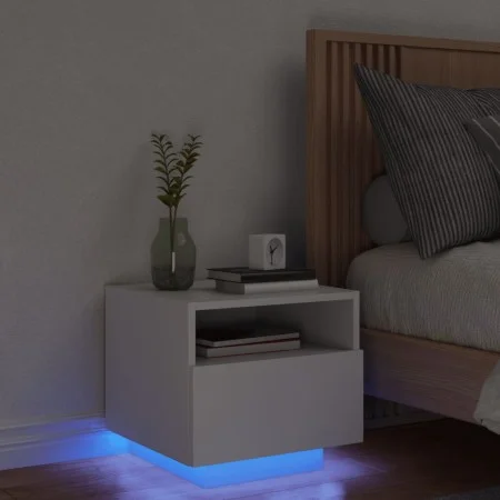 Mesita de noche con luces LED blanco 40x39x37 cm de , Mesitas de noche - Ref: Foro24-836798, Precio: 51,81 €, Descuento: %