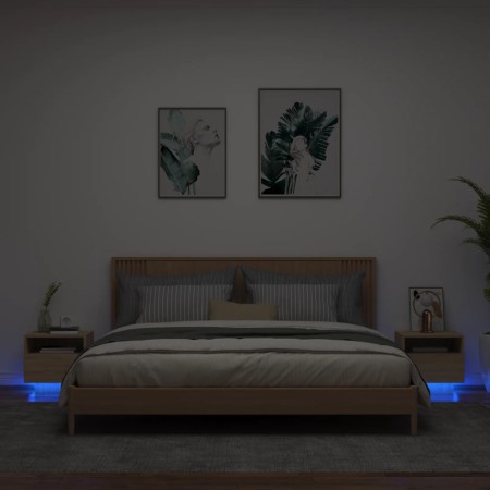 Nachttische mit LED-Leuchten 2 Stück Sonoma Eiche 40x39x37 cm von , Nachttische - Ref: Foro24-836803, Preis: 71,29 €, Rabatt: %