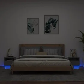 Mesitas de noche con luces LED 2 unidades negro 40x39x37 cm de , Mesitas de noche - Ref: Foro24-836801, Precio: 85,21 €, Desc...