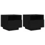 Bedside tables with LED lights, 2 units, black, 40x39x37 cm by , Nightstands - Ref: Foro24-836801, Price: 85,21 €, Discount: %