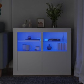Armarios auxiliares luces LED 2 uds madera de ingeniería blanco by , Lockers and storage cabinets - Ref: Foro24-836631, Price...