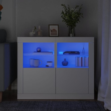 Zusätzliche Schränke mit LED-Lichtern, 2 Stück, aus weißem Ingenieurholz. von , Schließfächer und Lagerschränke - Ref: Foro24...