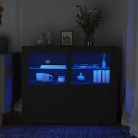 Nachttische mit LED-Lichtern, 2 Stück, schwarzes Ingenieurholz von , Schließfächer und Lagerschränke - Ref: Foro24-836633, Pr...