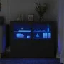 Mesitas de noche con luces LED 2 uds madera ingeniería negra by , Lockers and storage cabinets - Ref: Foro24-836633, Price: 1...
