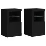 Mesitas de noche con luces LED 2 uds madera ingeniería negra by , Lockers and storage cabinets - Ref: Foro24-836633, Price: 1...