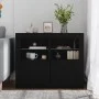 Mesitas de noche con luces LED 2 uds madera ingeniería negra by , Lockers and storage cabinets - Ref: Foro24-836633, Price: 1...