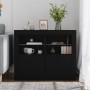 Nachttische mit LED-Lichtern, 2 Stück, schwarzes Ingenieurholz von , Schließfächer und Lagerschränke - Ref: Foro24-836633, Pr...