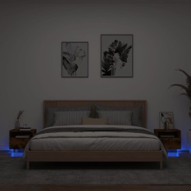 Nachttische mit LED-Lichtern, 2 Stück, geräucherte Eiche, 40x39x37 cm. von , Nachttische - Ref: Foro24-836807, Preis: 59,01 €...