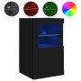 Mesitas de noche con luces LED 2 uds madera ingeniería negra by , Lockers and storage cabinets - Ref: Foro24-836633, Price: 1...