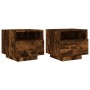 Mesitas de noche con luces LED 2 uds roble ahumado 40x39x37 cm de , Mesitas de noche - Ref: Foro24-836807, Precio: 58,94 €, D...
