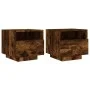 Mesitas de noche con luces LED 2 uds roble ahumado 40x39x37 cm de , Mesitas de noche - Ref: Foro24-836807, Precio: 57,44 €, D...