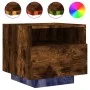 Mesitas de noche con luces LED 2 uds roble ahumado 40x39x37 cm de , Mesitas de noche - Ref: Foro24-836807, Precio: 57,44 €, D...