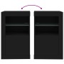 Mesitas de noche con luces LED 2 uds madera ingeniería negra by , Lockers and storage cabinets - Ref: Foro24-836633, Price: 1...