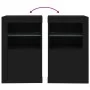 Mesitas de noche con luces LED 2 uds madera ingeniería negra by , Lockers and storage cabinets - Ref: Foro24-836633, Price: 1...