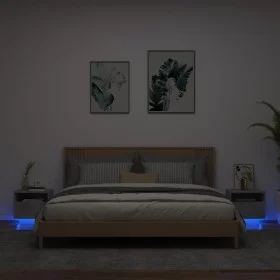 Mesitas de noche con luces LED 2 uds gris hormigón 40x39x37 cm by , Nightstands - Ref: Foro24-836805, Price: 78,06 €, Discoun...