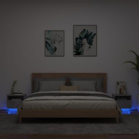 Mesitas de noche con luces LED 2 uds gris hormigón 40x39x37 cm by , Nightstands - Ref: Foro24-836805, Price: 75,87 €, Discoun...