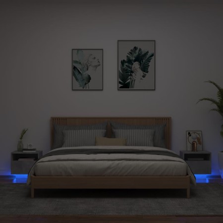 Mesitas de noche con luces LED 2 uds gris hormigón 40x39x37 cm de , Mesitas de noche - Ref: Foro24-836805, Precio: 75,87 €, D...
