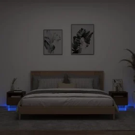 Nachttische mit LED-Lichtern, 2 Stück, Eiche Braun, 40x39x37 cm. von , Nachttische - Ref: Foro24-836811, Preis: 74,38 €, Raba...