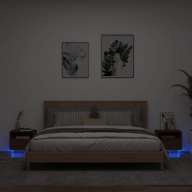 Nachttische mit LED-Lichtern, 2 Stück, Eiche Braun, 40x39x37 cm. von , Nachttische - Ref: Foro24-836811, Preis: 75,32 €, Raba...
