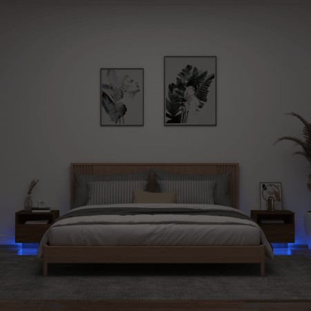 Nachttische mit LED-Lichtern, 2 Stück, Eiche Braun, 40x39x37 cm. von , Nachttische - Ref: Foro24-836811, Preis: 75,32 €, Raba...