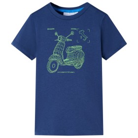 Camiseta de niños estampado de motocicleta azul os
