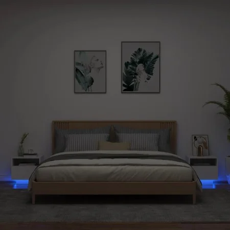 Bedside tables with LED lights 2 units white 40x39x37 cm by , Nightstands - Ref: Foro24-836799, Price: 71,55 €, Discount: %