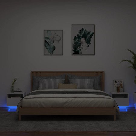 Nachttische mit LED-Leuchten 2 Einheiten weiß 40x39x37 cm von , Nachttische - Ref: Foro24-836799, Preis: 73,75 €, Rabatt: %