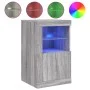 Bedside tables LED lights 2 pcs Sonoma gray engineered wood by , Lockers and storage cabinets - Ref: Foro24-836641, Price: 10...