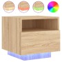 Bedside table with LED lights Sonoma oak 40x39x37 cm by , Nightstands - Ref: Foro24-836802, Price: 52,03 €, Discount: %