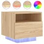 Bedside table with LED lights Sonoma oak 40x39x37 cm by , Nightstands - Ref: Foro24-836802, Price: 50,35 €, Discount: %