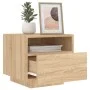 Bedside table with LED lights Sonoma oak 40x39x37 cm by , Nightstands - Ref: Foro24-836802, Price: 50,35 €, Discount: %