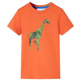 Camiseta para niños con estampado de jirafa naranj