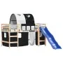 Cama alta niños con túnel madera pino blanco negro 80x200 cm de , Camas y somieres - Ref: Foro24-3207036, Precio: 301,74 €, D...