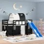 Cama alta niños con túnel madera pino blanco negro 90x190 cm de , Camas y somieres - Ref: Foro24-3207060, Precio: 290,32 €, D...