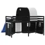 Cama alta niños con túnel madera pino blanco negro 90x190 cm de , Camas y somieres - Ref: Foro24-3207060, Precio: 290,32 €, D...