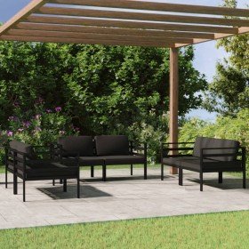 Set muebles de jardín 6 pzas y cojines aluminio gris antracita en Conjuntos de jardín | Comprar online en Foro24