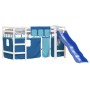 High bed for children with blue pine wood curtains 90x200 cm by , Beds and slatted bases - Ref: Foro24-3207022, Price: 320,23...