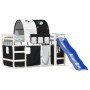Cama alta niños con túnel madera pino blanco negro 90x190 cm de , Camas y somieres - Ref: Foro24-3207057, Precio: 334,64 €, D...