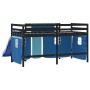 Cama alta para niños con cortinas madera pino azul 90x190 cm de , Camas y somieres - Ref: Foro24-3207034, Precio: 276,62 €, D...