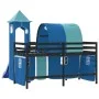 Hochbett für Kinder mit blauem Kiefernholzturm 80x200 cm von , Betten und Lattenroste - Ref: Foro24-3207097, Preis: 299,33 €,...
