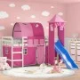 Hochbett für Kinder mit Turm aus rosa Kiefernholz 80x200 cm von , Betten und Lattenroste - Ref: Foro24-3207095, Preis: 305,88...