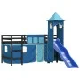 Cama alta para niños con torre madera pino azul 90x190 cm de , Camas y somieres - Ref: Foro24-3207088, Precio: 288,28 €, Desc...