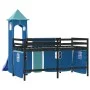Cama alta para niños con torre madera pino azul 90x190 cm de , Camas y somieres - Ref: Foro24-3207088, Precio: 288,28 €, Desc...