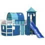 Hochbett für Kinder mit blauem Kiefernholzturm 90x190 cm von , Betten und Lattenroste - Ref: Foro24-3207112, Preis: 351,51 €,...