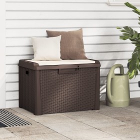 Caja de almacenaje jardín con cojín de asiento PP marrón 125 L by , Outdoor storage boxes - Ref: Foro24-364212, Price: 126,84...