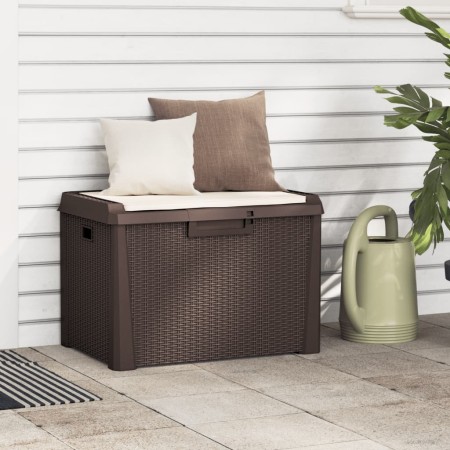 Garten-Aufbewahrungsbox mit braunem Sitzkissen aus PP, 125 L von , Aufbewahrungsboxen für den Außenbereich - Ref: Foro24-3642...